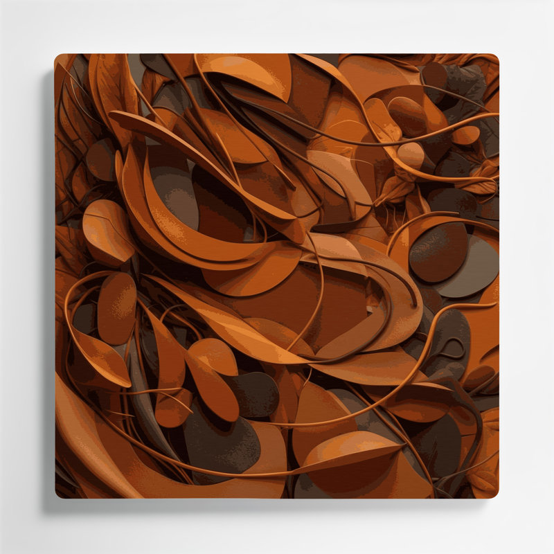 Abstrait 8 formes d'art en métal brun, H 32 po x l 32 po