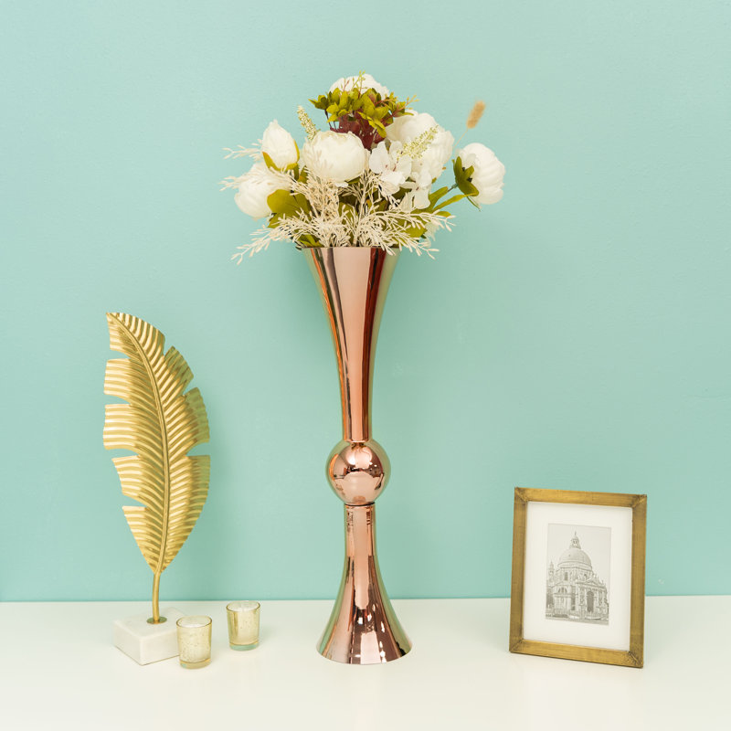 Glass Floor Vase, Rose Gold
