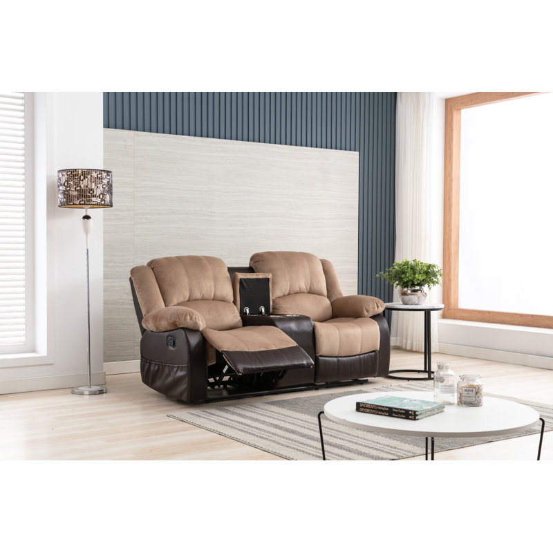 Ensemble de salon inclinable en mousse 3 pièces Alizzon, Similicuir beige