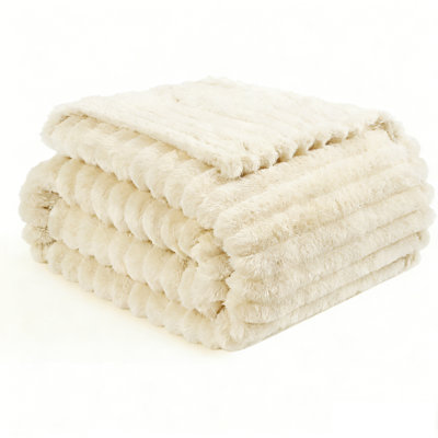 Lightweight Striped—300GSM Soft Fleece Throw Blanket, Decorative & Giftable Striped Blanket For Sofa, Bed, Couch And AC Room.