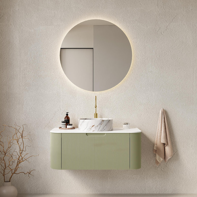 Meuble-lavabo mural avec lavabo, Vert clair, 36"