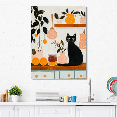 Marmalade Morning - Black Cat Canvas Wall Art