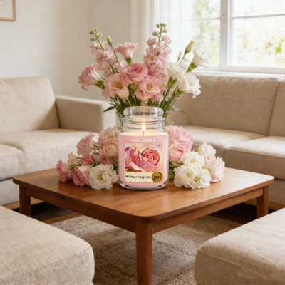 23 Oz Rose Scented Candle: Encounter The Rose Under The Moon, Gently Softening Our Moments