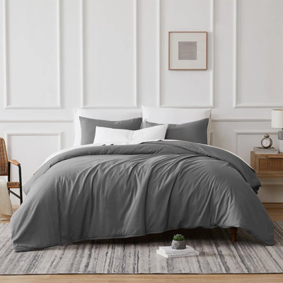 Microfibre 200 TC Plain Reversible Plain Weave Modern & Contemporary Duvet Cover Set