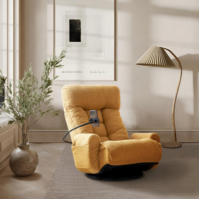 Lounge Chair With Adjustable Backrest And Headrest, 360° Rotatable With Mobile Phone Holder