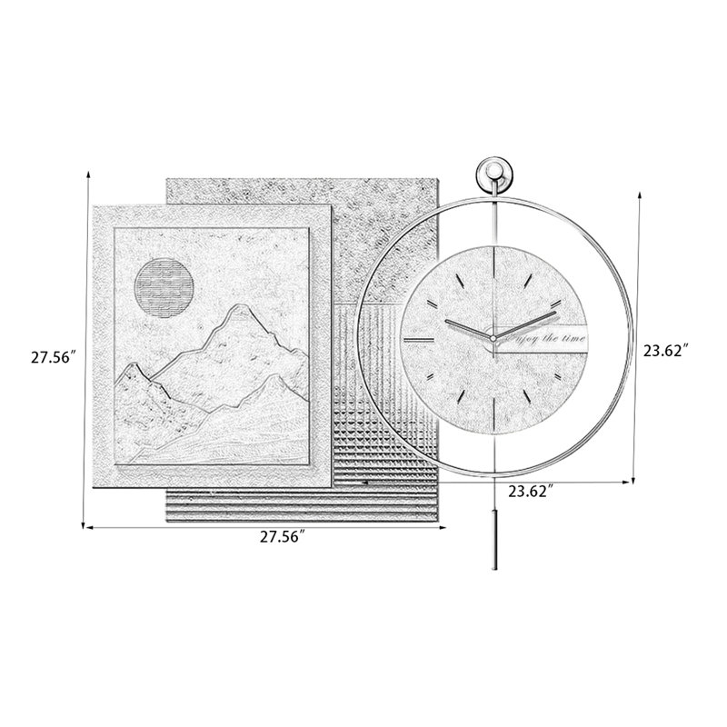 Horloges murales brunes avec pendule beige, A, 27.56"*27.56"