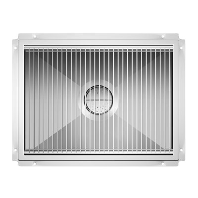 18" x 24" Stainless Steel Floor Trough Drain, 14-Gauge with Subway-Style Grating & Removable Drain Basket, NSF Listed (KM-FTG-1824)