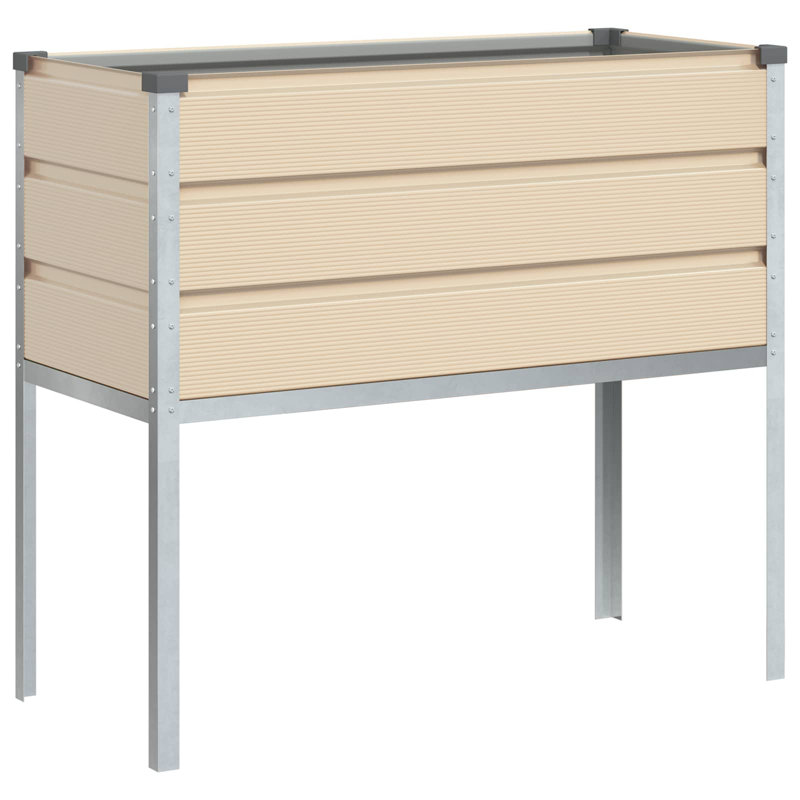 Planter 100 X 45 X 90 Cm Galvanised Steel, Ivory