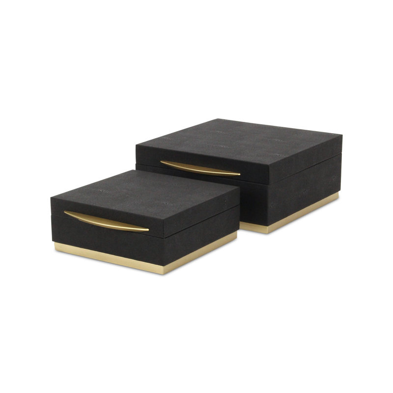 Ensemble de boîtes Zynova, H 4,25 po x l 10,75 po x P 10 po, Noir, noir, noir, noir
