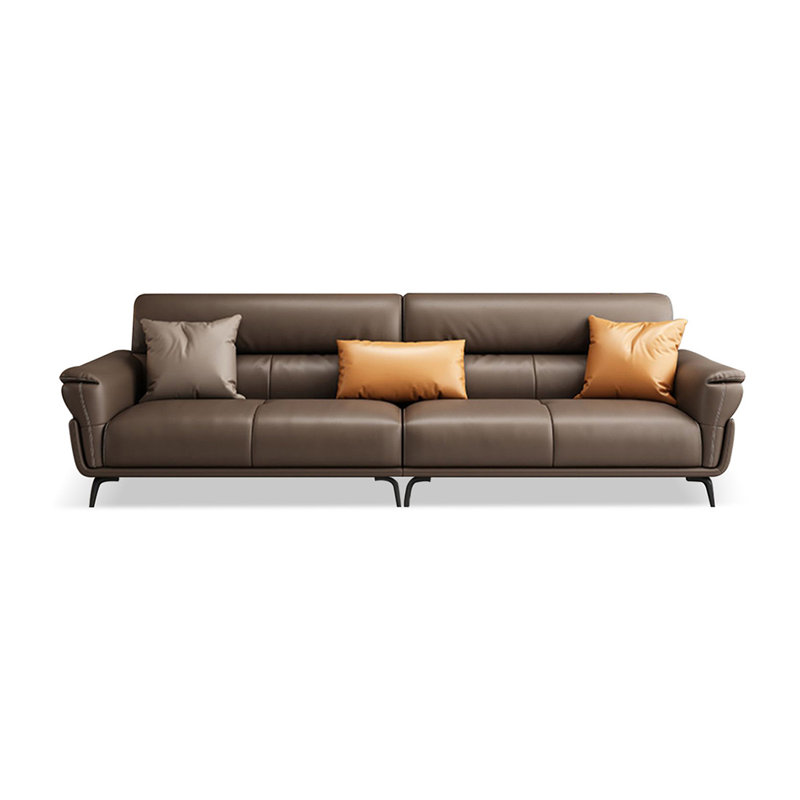 Coffee Genuine Leather Modular Sofa cushion couch
