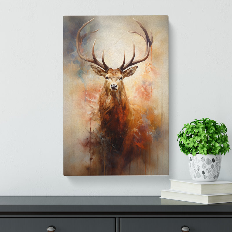 Stag Gestural - Wrapped Canvas, 76cm H x 50cm W x 3cm D
