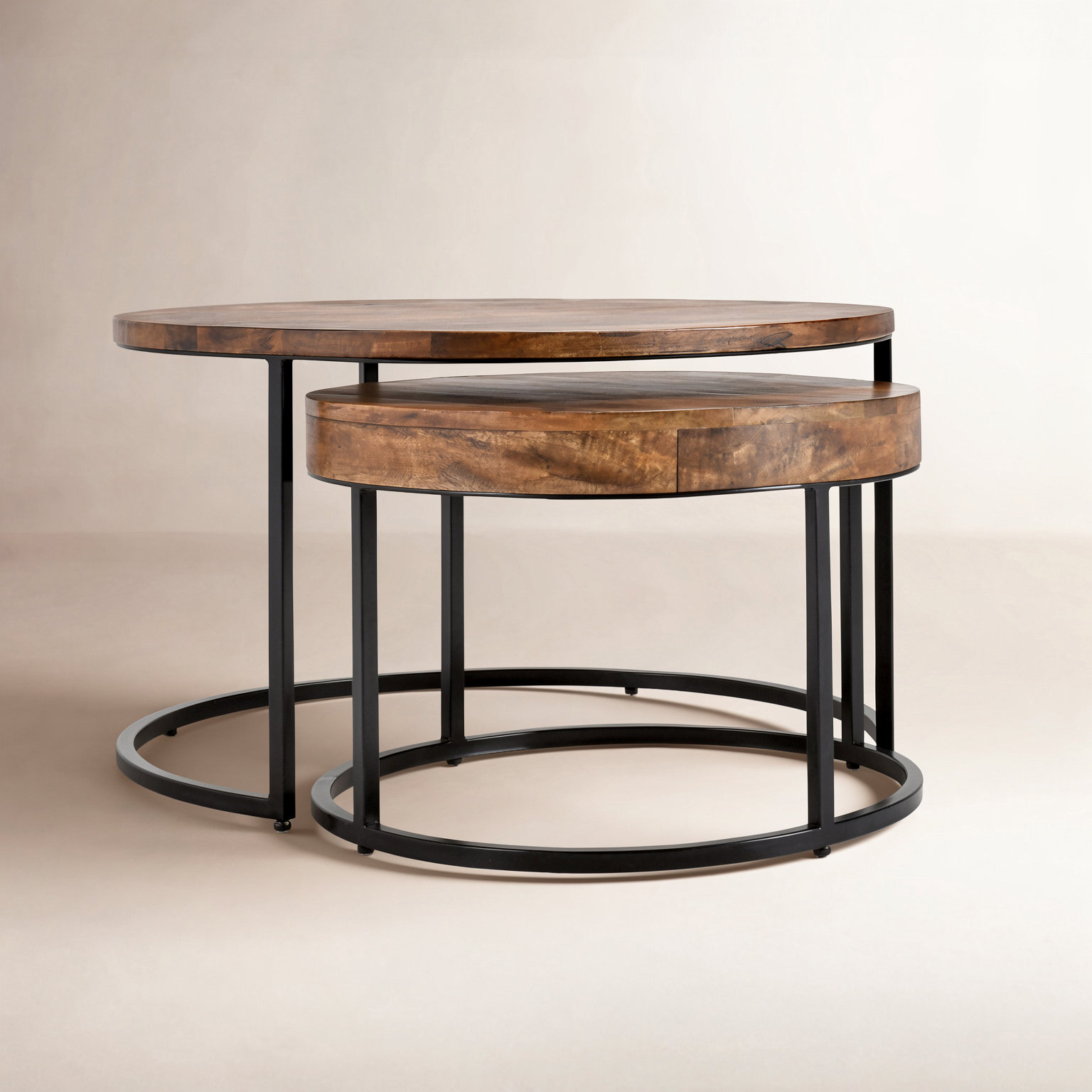 2-Piece Solid Wood Nesting Table Set