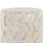 Stylish Leather Ottoman With Gold Metal Base And Splatter Accents For Glam Interior Design