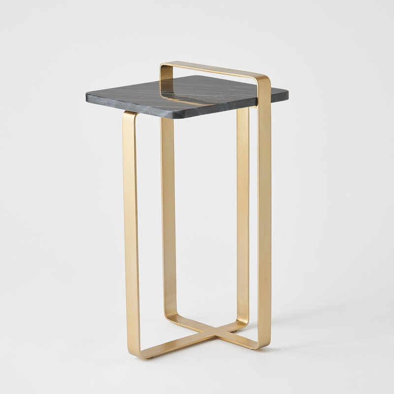 Marble End Table, Black/Gold