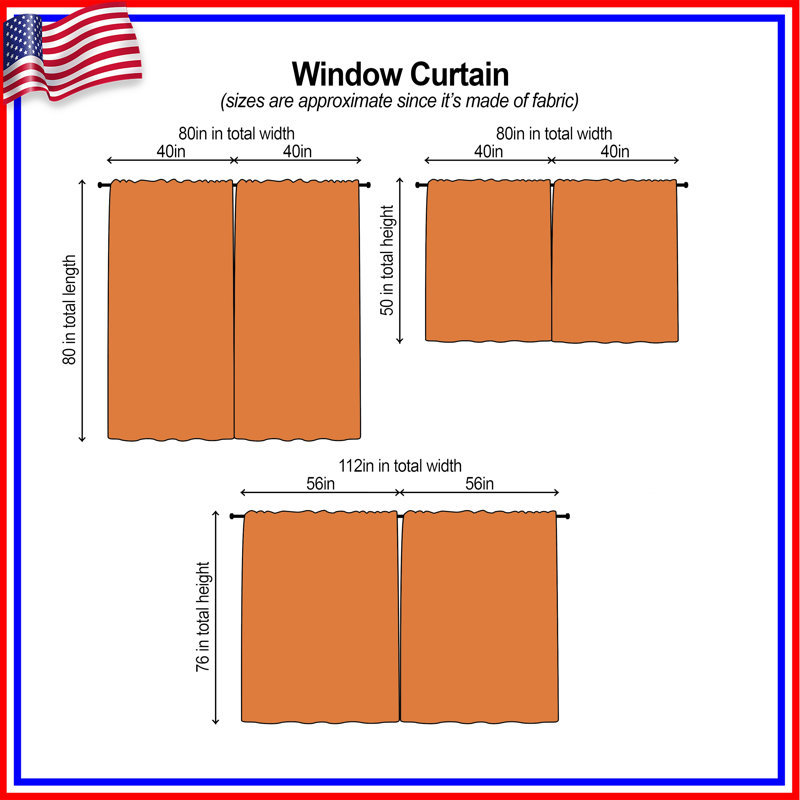 Rideaux de fenêtre de couleur unie orange transparent et obscurcissant - 2 panneaux, 40 po x 80 po - 2 panneaux
