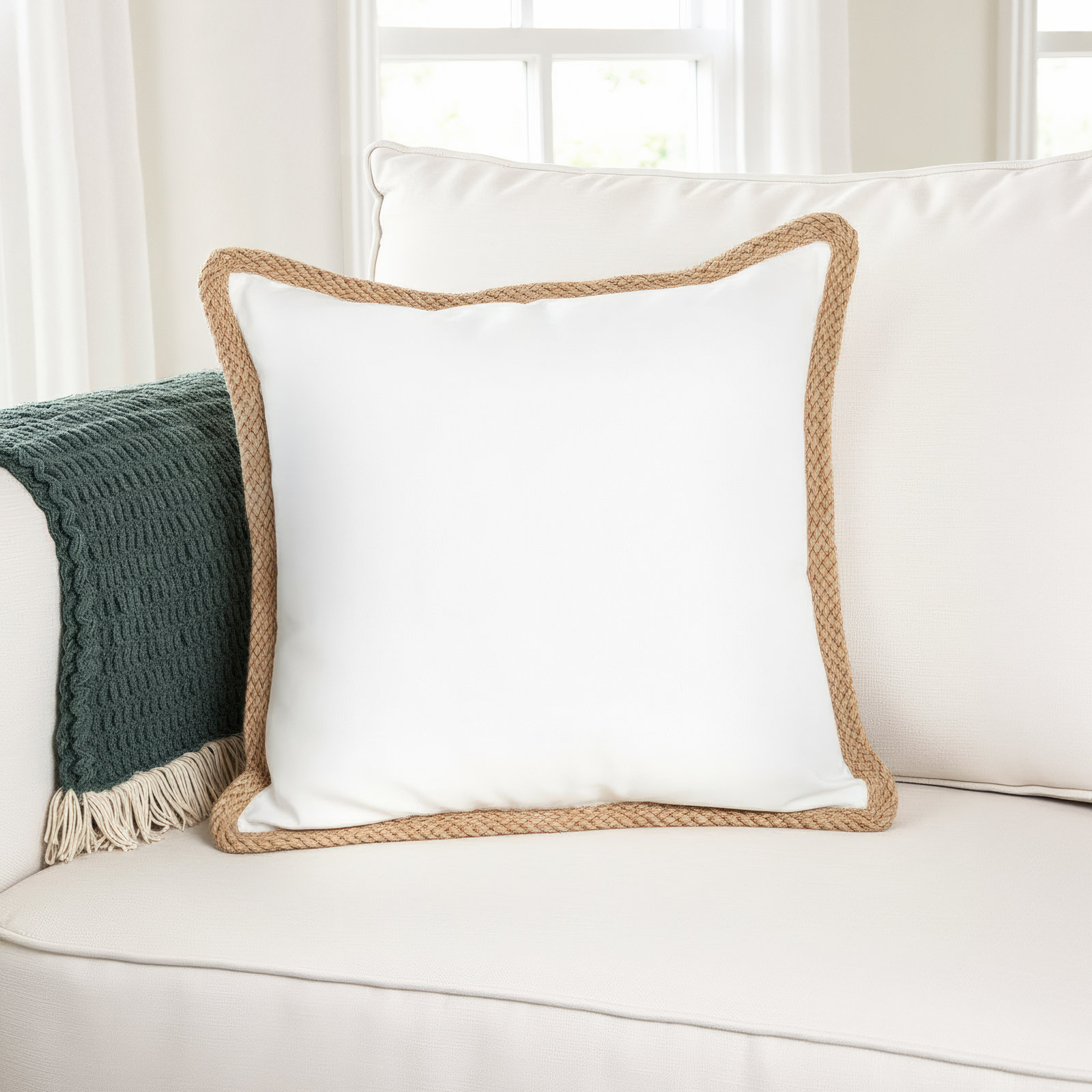 Camelia 20" x 20" Cotton Throw Pillow, Ivory