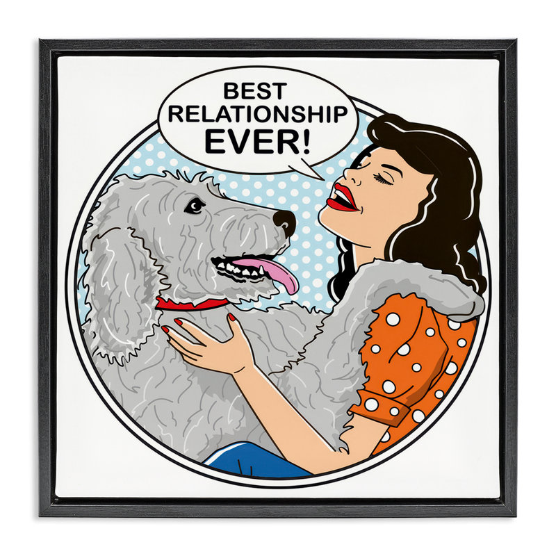 «Best Relation Dog», art mural sur toile flottante par Dog Is Good, Cadre flottant noir de jais, H 18 po x l 18 po