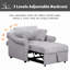 Fauteuil convertible en chenille avec dossier réglable, chaise longue 3 en 1 se transformant en lit, lit simple pour le salon, gris