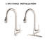 Robinet de cuisine rétractable à poignée simple à finition nickel brossé, rouille, bec pivotant à arc élevé pour un remplissage et un lavage simplifiés, buses faciles à nettoyer, corps en laiton de qualité, grandes cuisines plates convenables,
