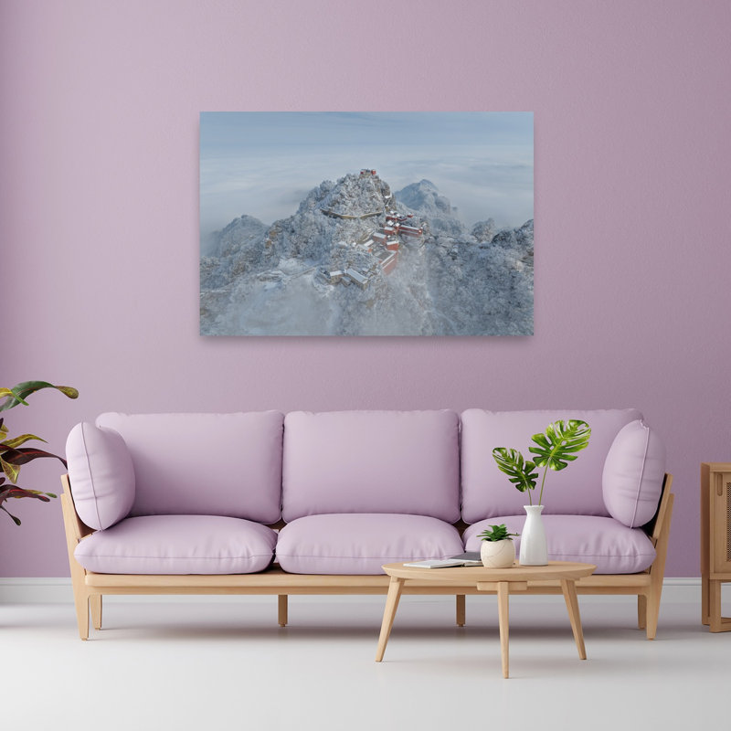 «Great Wall Misty Peaks Dramatic Abstract Contemporary Landscape Landscape», reproduction d'art mural, H 40 po x l 60 po