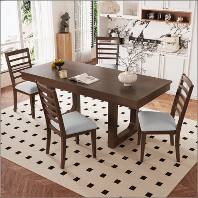 5-Piece Extendable Dining Table Set with Farmhouse Style