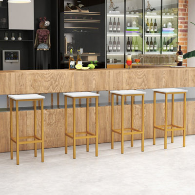 Ensemble de 4 tabourets de bar avec pieds et repose-pieds en métal