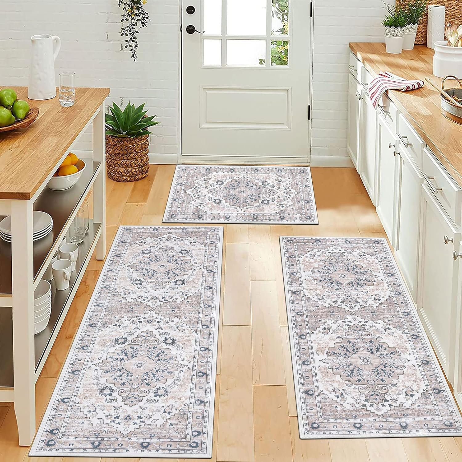 East Urban Home Kitchen Rugs Sets of 3 Non Skid Machine Washable | Wayfair