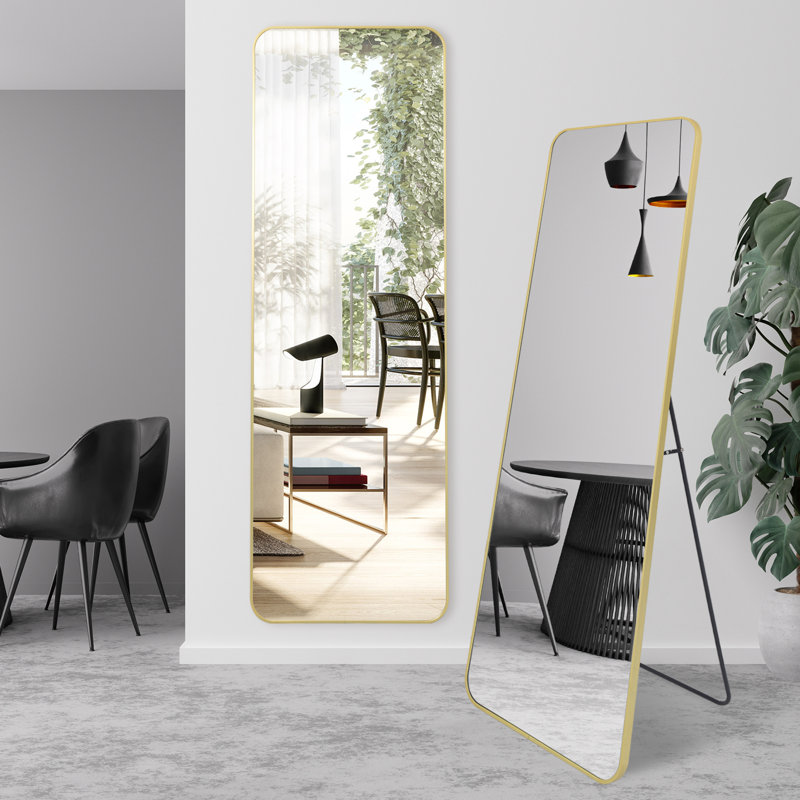 Thurl Aluminum Rectangle Mirror, 64" x 21", Gold
