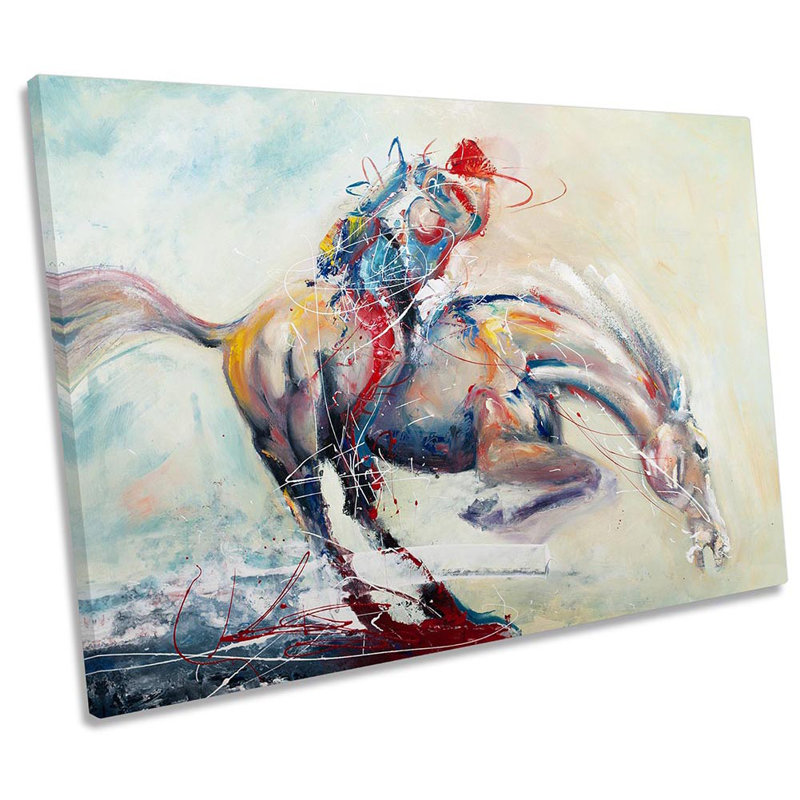 Horse Racing Jockey Framed - Wrapped Canvas Print, 40.6cm H x 61cm W x 2cm D