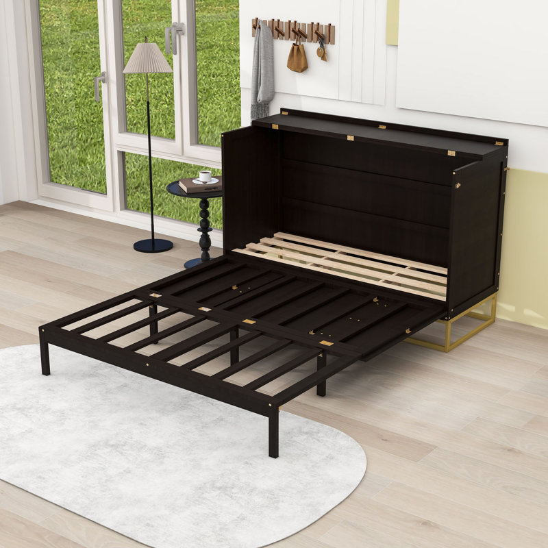 Grand lit escamotable avec tablettes intégrées