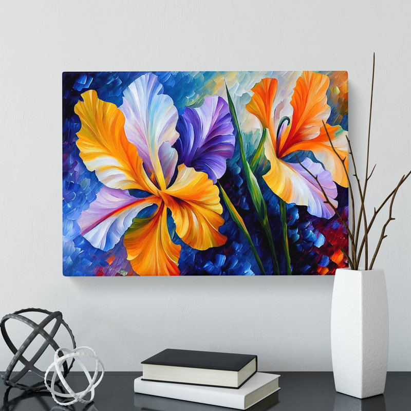 Wild Iris Flowers Abstract - Wrapped Canvas, 35cm H x 50cm W x 3cm D