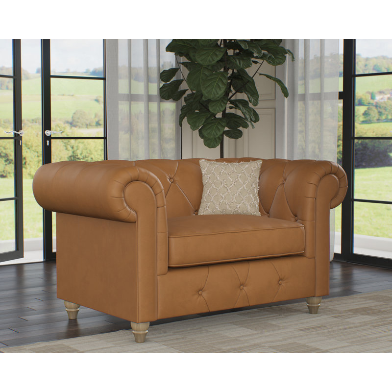 Melrose Leather Chair And A Half, Walnut, Saddle