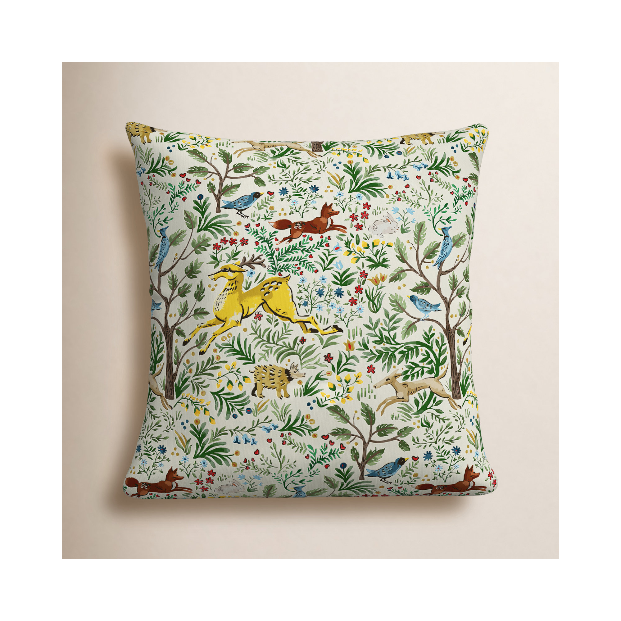 Foxe Toile Indoor/Outdoor Throw Pillow, 18" x 18", Frolic Citrus