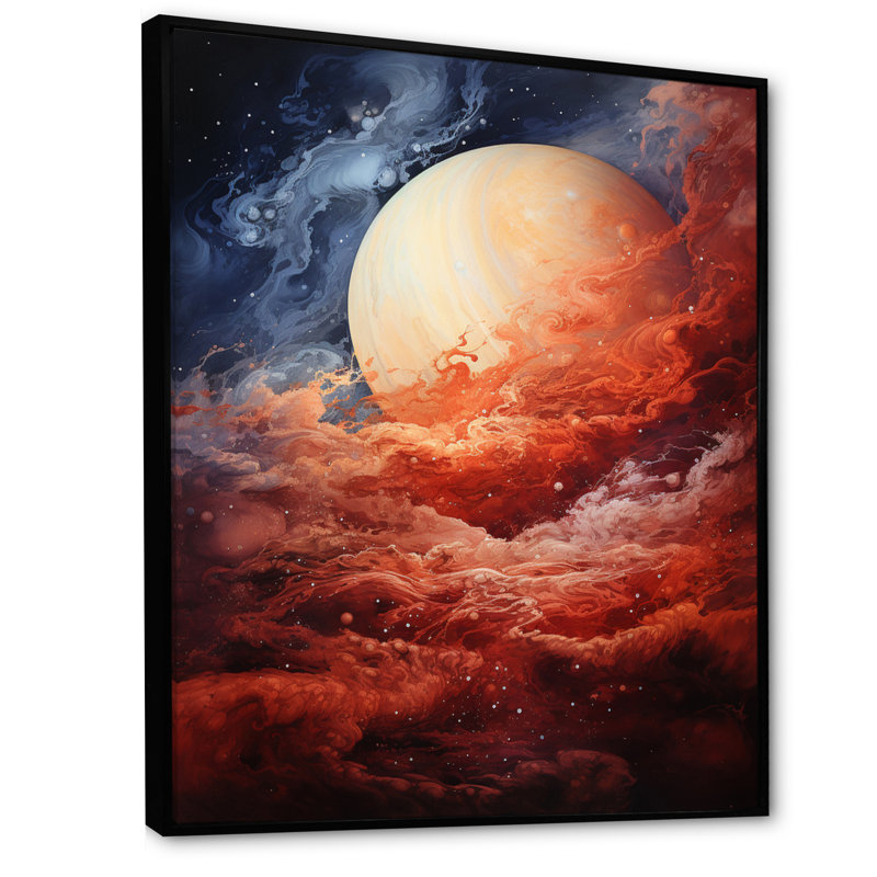 Planète Jupiter orageux II - impressions sur toile de Jupiter, H 20 po x l 12 po x P 1 po, Cadre flottant noir