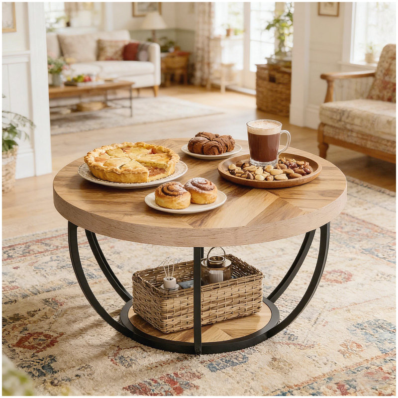 Table basse ronde à 2 niveaux, Duplicata brun clair