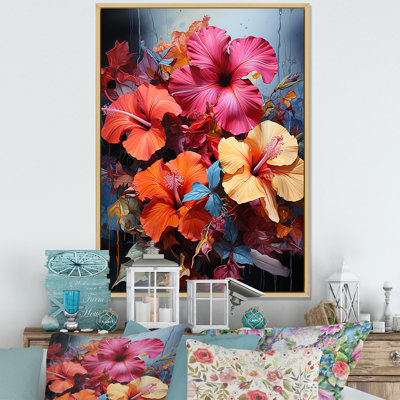 «Colorful Urban Oasis Hibiscus Wonders», reproduction d'art sur toile