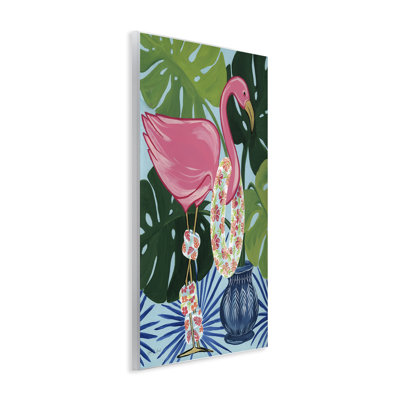 «Beach Ready Flamingo», art mural sur bois par Yvette St. Amant