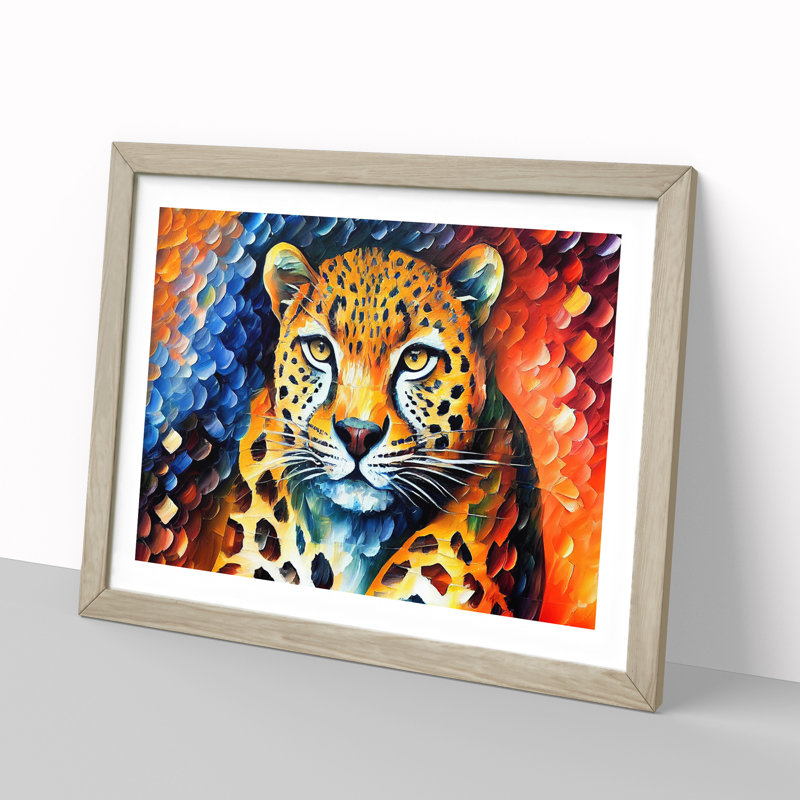 Leopard Painting Vol.4 Abstract - Single Picture Frame Print, 25cm H x 34cm W, Beige