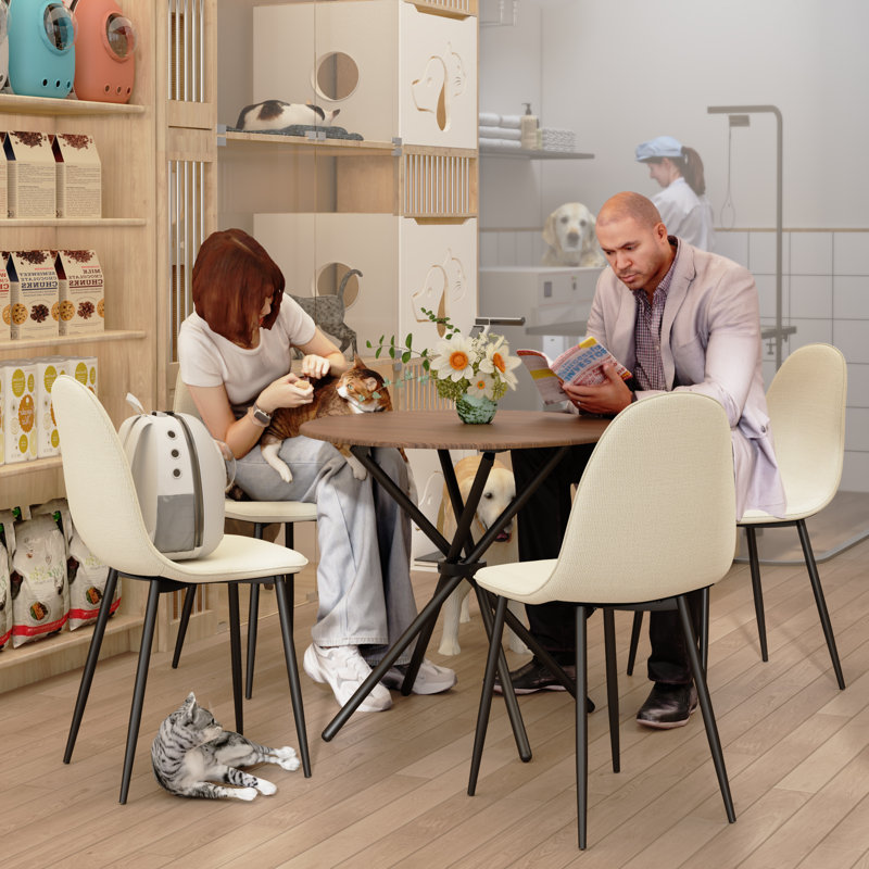 Harjovan 5-Pieces Compact Dining Table Set with Round Table Stylish Upholstered Chairs for Kitchen Dining Rooms or Breakfast Nook
