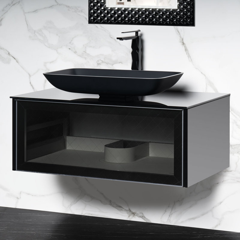 35.4'' Single Bathroom Vanity with Solid + Manufactured Wood Top