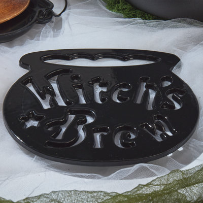 Smith & Clark 8" Enameled Cast Iron Cauldron Trivet, "Witch's Brew"