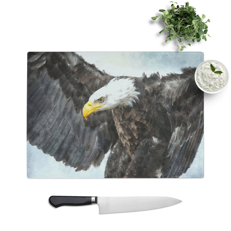 Tempered Glass Sketch of a Golden Eagle Chopping Board, 28.5 cm x 39 cm
