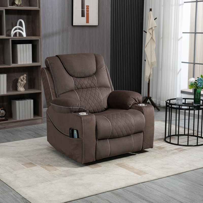 Fauteuil inclinable électrique surdimensionné de 38,2 po de large avec chaleur et massage, Brown