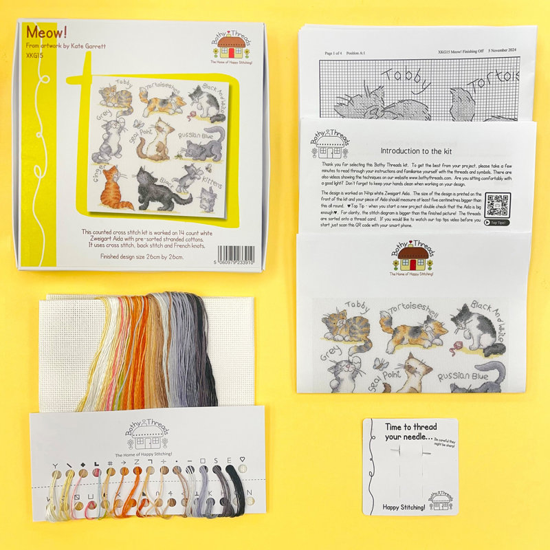 Miaou! Ensemble de points de croix comptés par les deux fils XKG15