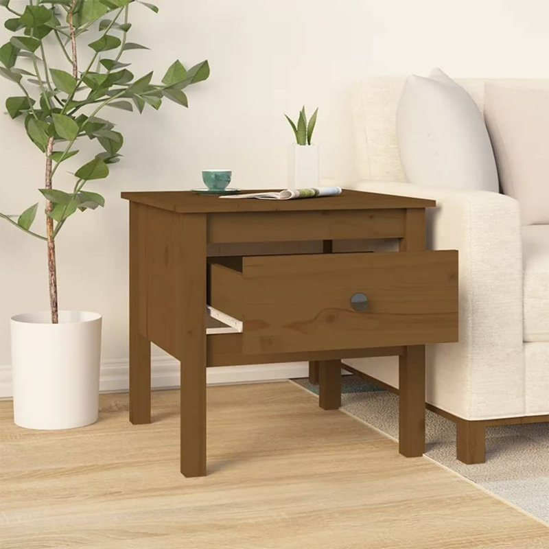 Ivet Solid Wood End Table, Dark Brown