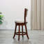 Tabouret pivotant à dossier et à lattes de 24 po de hauteur comptoir, finition cerisier, siège en tissu beige-111680721-111680723