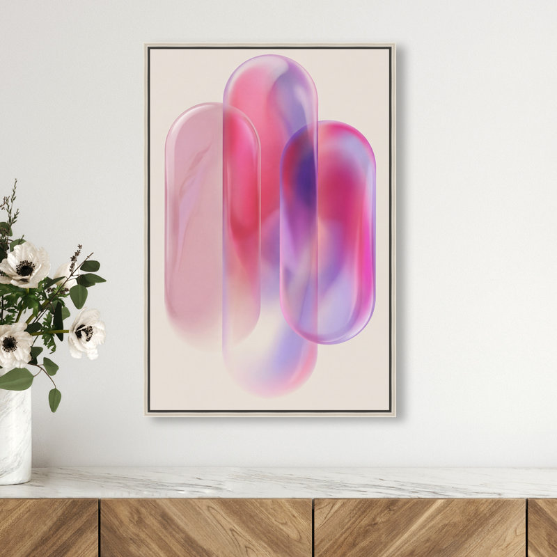 Pink Topaz Gradient Print by Oliver Gal, 46"H x 31"W, Silver Floater Frame