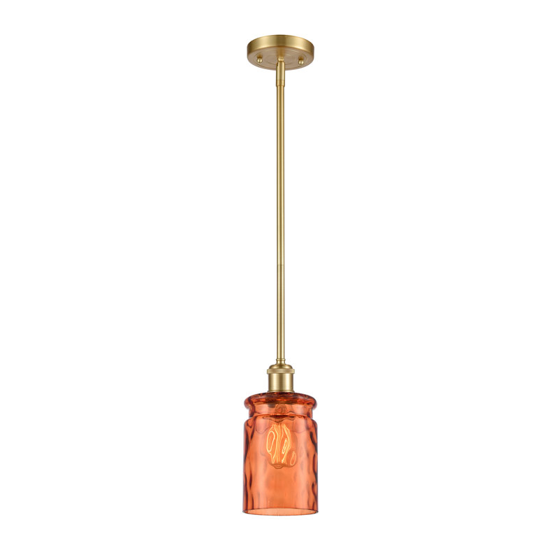 Luminaire suspendu cylindrique simple à 1 lumière Barner, Transparent, Ampoule non incluse, Or satiné