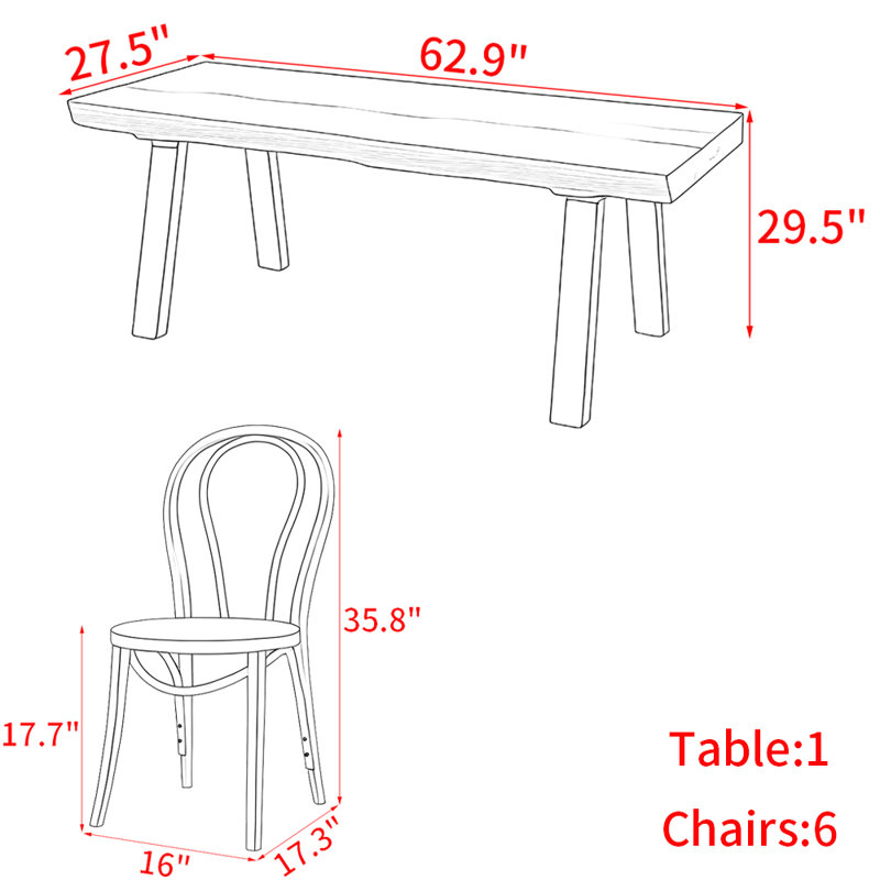 Chinese style living room solid wood table set, 29.5"H x 62.9"L x 27.5"W