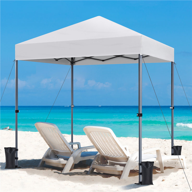 6.6 x 6.6 FT Pop-up Canopy with One-Push-To-Lock Setup Mechanism, White